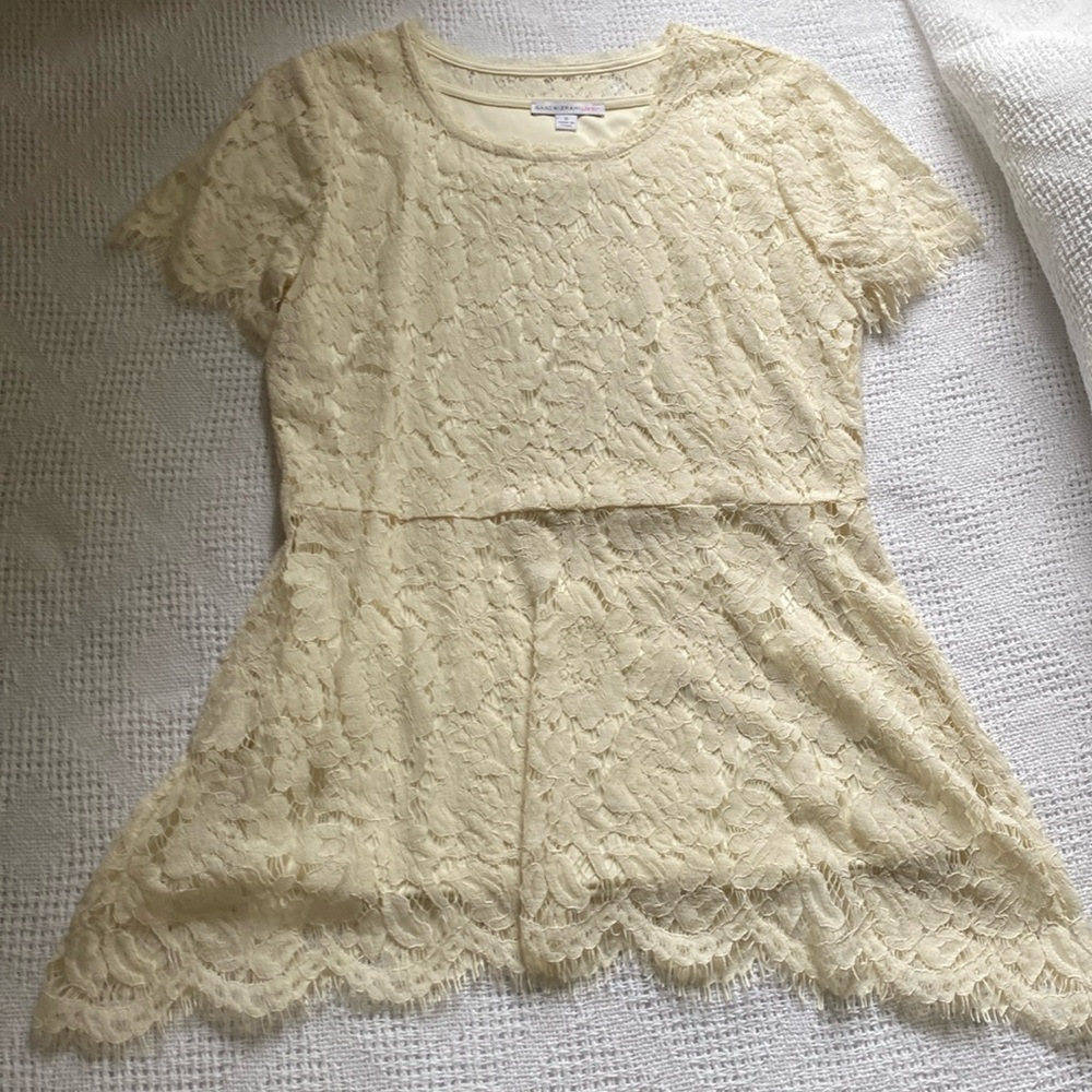 Isaac Mizrahi Floral Lace Short Sleeve Tunic S